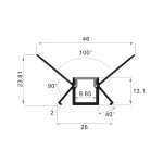 Aluminijski profil 10 UGRADBENI 23.8mm x 26mm - 2m - slika 3