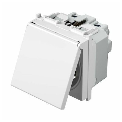 TEM Utičnica šuko s poklopcem 2 mjesta PW bijela