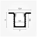Aluminijski profil UGRADBENI SLIM 9mm x 7mm - 2m - slika 3