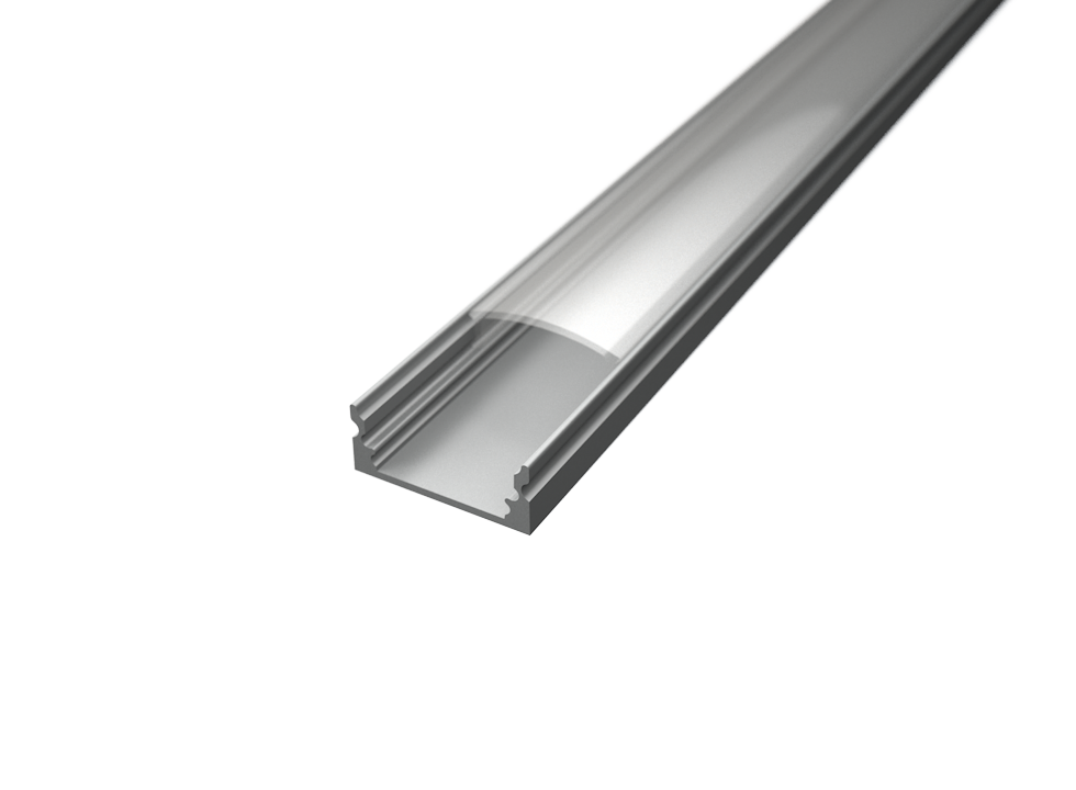 Aluminijski profil 1 NADGRADNI 8mm x 17.1mm  - 2m - prozirni pokrov