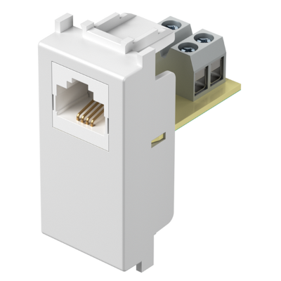 Utičnica TEL LT RJ11 6/4 1M KM30 TEM MODUL PW bijela