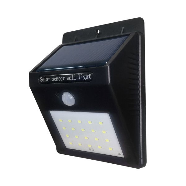 ZIDNA svjetiljka CRNA  0.75W solarna IP54 sa senzorom