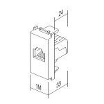 Utičnica CAT6 KS RJ45 8/8 1 mjesto KM39 TEM MODUL PW bijela - slika 2