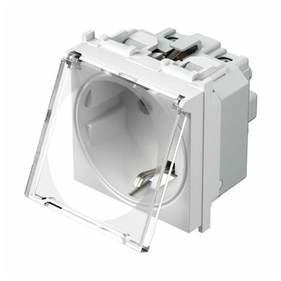 TEM Utičnica šuko s poklopcem 2 mjesta PW bijela