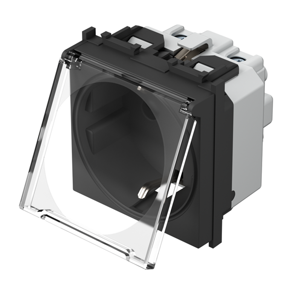 TEM Utičnica šuko s poklopcem 2 mjesta SB crna