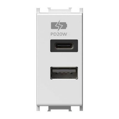 TEM USB C/A punjač 5V 3A PD 20W 1M PW bijela