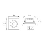 LED DOWNLIGHT CRNI ugradbeni kvadratni 5W STRUHM 03862 03710