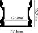 Aluminijski profil 2 NADGRADNI 15.3mm x 17.1mm - 2m - slika 3